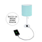 All The Rages LimeLights 2-Piece Aqua Fabric Shade White Lamp With Charging Outlet