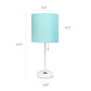 All The Rages LimeLights 2-Piece Aqua Fabric Shade White Lamp With Charging Outlet