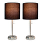 All The Rages LimeLights 2-Piece Black Fabric Shade Brushed Steel Lamp With Charging Outlet