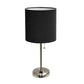 All The Rages LimeLights 2-Piece Black Fabric Shade Brushed Steel Lamp With Charging Outlet