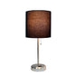 All The Rages LimeLights 2-Piece Black Fabric Shade Brushed Steel Lamp With Charging Outlet