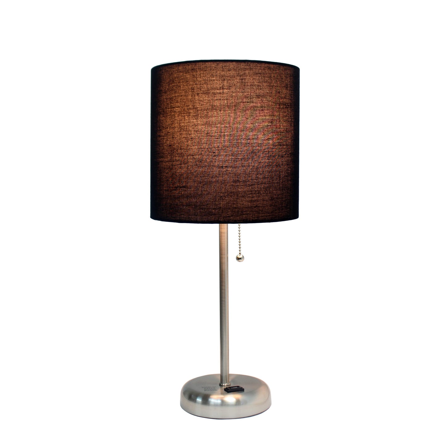All The Rages LimeLights 2-Piece Black Fabric Shade Brushed Steel Lamp With Charging Outlet