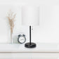 All The Rages LimeLights 2-Piece Black Stick Lamps With USB Charging Port & White Fabric Shades