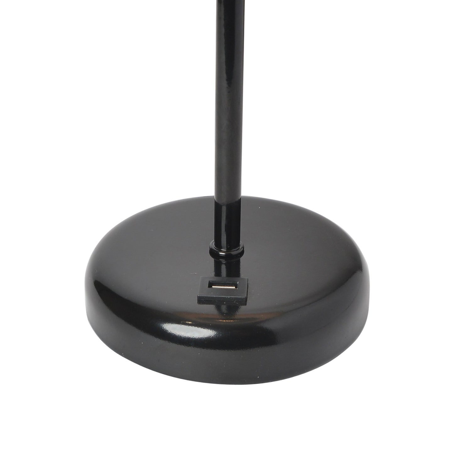 All The Rages LimeLights 2-Piece Black Stick Lamps With USB Charging Port & White Fabric Shades