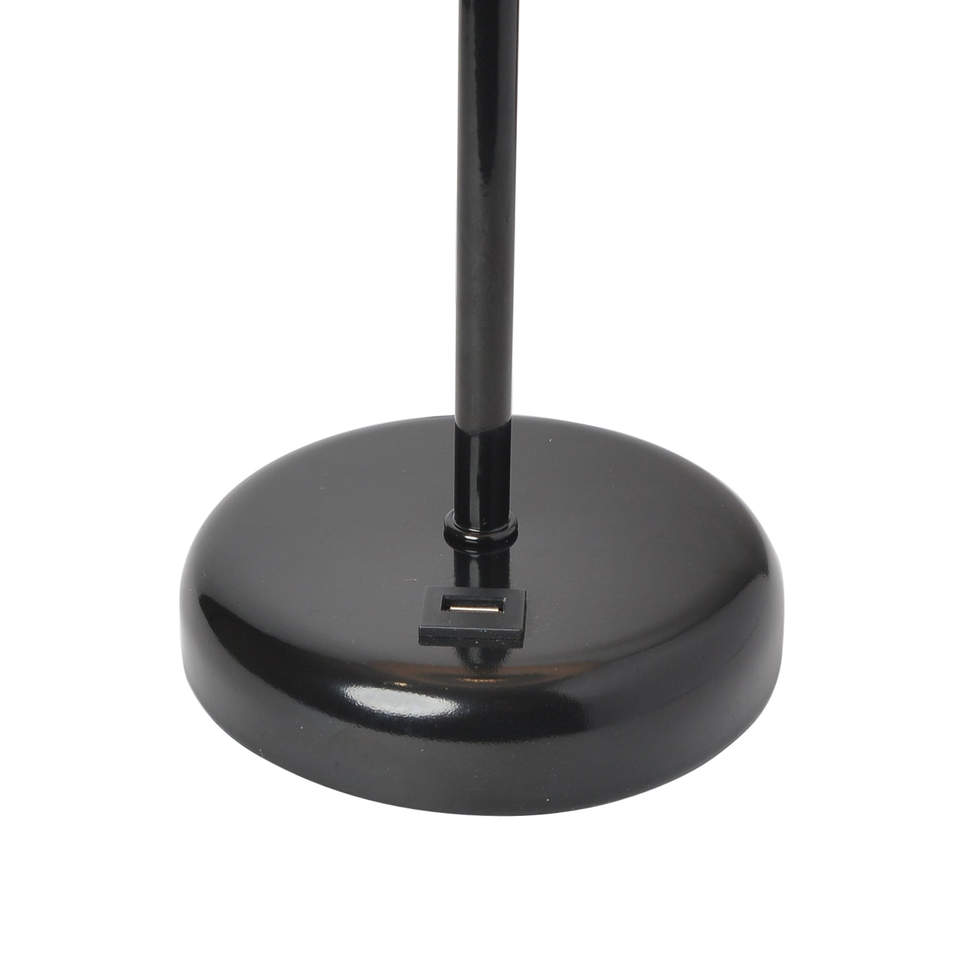 All The Rages LimeLights 2-Piece Black Stick Lamps With USB Charging Port & White Fabric Shades