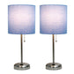 All The Rages LimeLights 2-Piece Blue Fabric Shade Brushed Nickel Lamp With Charging Outlet