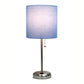 All The Rages LimeLights 2-Piece Blue Fabric Shade Brushed Nickel Lamp With Charging Outlet
