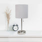 All The Rages LimeLights 2-Piece Brushed Steel Stick Lamps With USB Charging Port & Gray Fabric Shades