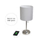 All The Rages LimeLights 2-Piece Brushed Steel Stick Lamps With USB Charging Port & Gray Fabric Shades