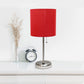 All The Rages LimeLights 2-Piece Brushed Steel Stick Lamps With USB Charging Port & Red Fabric Shades