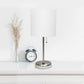 All The Rages LimeLights 2-Piece Brushed Steel Stick Lamps With USB Charging Port & White Fabric Shades