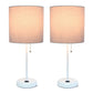 All The Rages LimeLights 2-Piece Gray Fabric Shade White Lamp With Charging Outlet