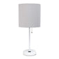 All The Rages LimeLights 2-Piece Gray Fabric Shade White Lamp With Charging Outlet