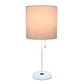 All The Rages LimeLights 2-Piece Gray Fabric Shade White Lamp With Charging Outlet