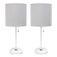 All The Rages LimeLights 2-Piece Gray Fabric Shade White Lamp With Charging Outlet