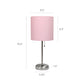 All The Rages LimeLights 2-Piece Light Pink Fabric Shade Brushed Steel Lamp With Charging Outlet
