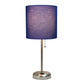 All The Rages LimeLights 2-Piece Navy Fabric Shade Brushed Steel Lamp With Charging Outlet