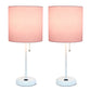 All The Rages LimeLights 2-Piece Pink Fabric Shade White Lamp With Charging Outlet