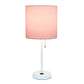 All The Rages LimeLights 2-Piece Pink Fabric Shade White Lamp With Charging Outlet