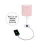 All The Rages LimeLights 2-Piece Pink Fabric Shade White Lamp With Charging Outlet