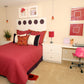 All The Rages LimeLights 2-Piece Red Fabric Shade Brushed Steel Lamp With Charging Outlet