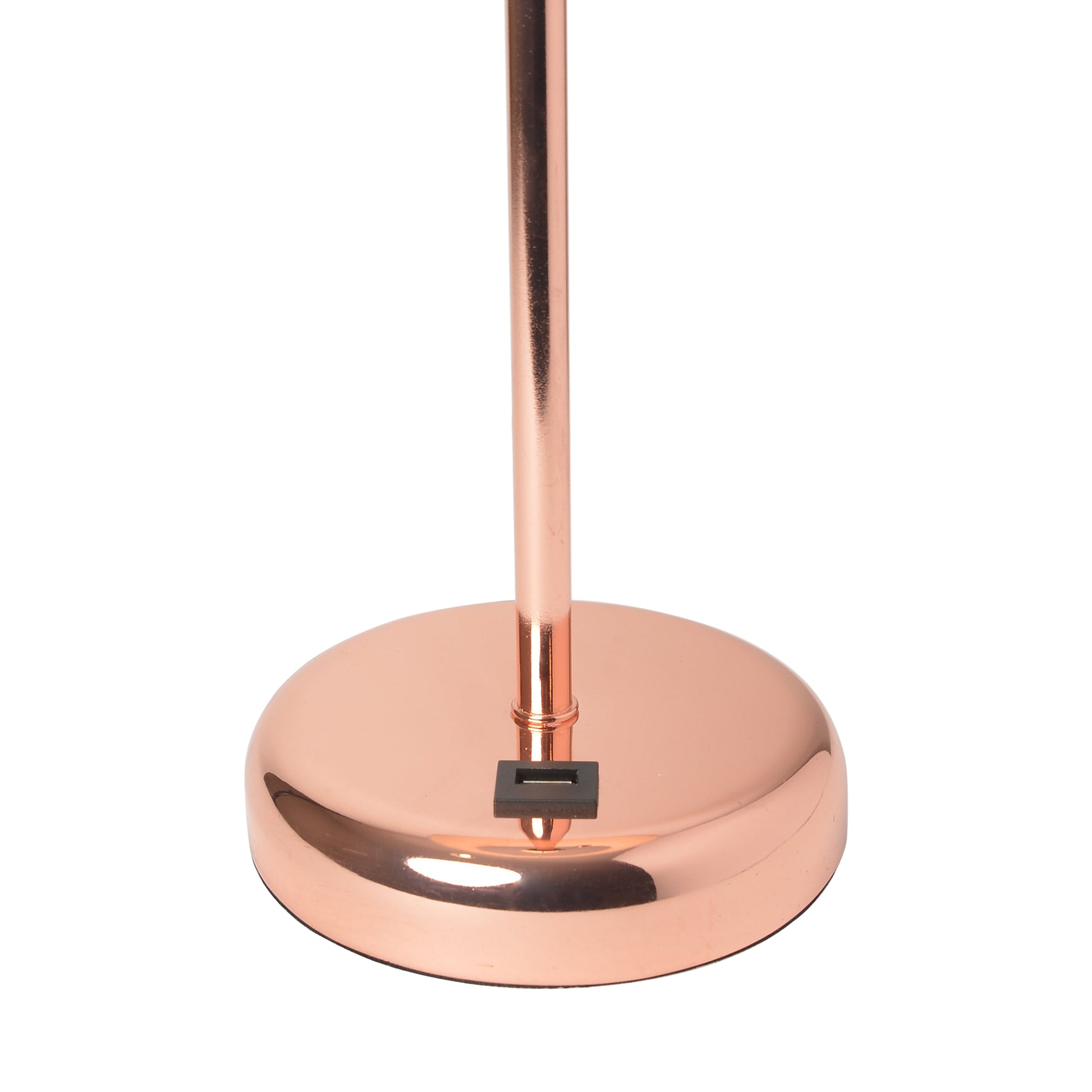 All The Rages LimeLights 2-Piece Rose Gold Stick Lamps With USB Charging Port & White Fabric Shades