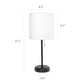 All The Rages LimeLights 2-Piece White Fabric Shade Black Lamp With Charging Outlet