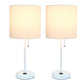 All The Rages LimeLights 2-Piece White Fabric Shade White Lamp With Charging Outlet