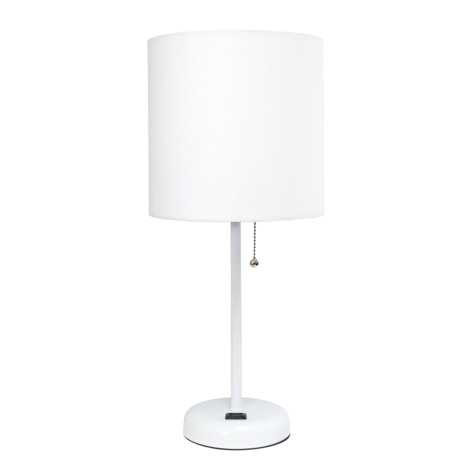 All The Rages LimeLights 2-Piece White Fabric Shade White Lamp With Charging Outlet