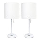 All The Rages LimeLights 2-Piece White Fabric Shade White Lamp With Charging Outlet