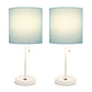 All The Rages LimeLights 2-Piece White Stick Lamps With USB Charging Port & Aqua Fabric Shades