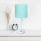 All The Rages LimeLights 2-Piece White Stick Lamps With USB Charging Port & Aqua Fabric Shades