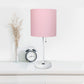 All The Rages LimeLights 2-Piece White Stick Lamps With USB Charging Port & Light Pink Fabric Shades