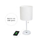 All The Rages LimeLights 2-Piece White Stick Lamps With USB Charging Port & White Fabric Shades