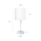 All The Rages LimeLights 2-Piece White Stick Lamps With USB Charging Port & White Fabric Shades