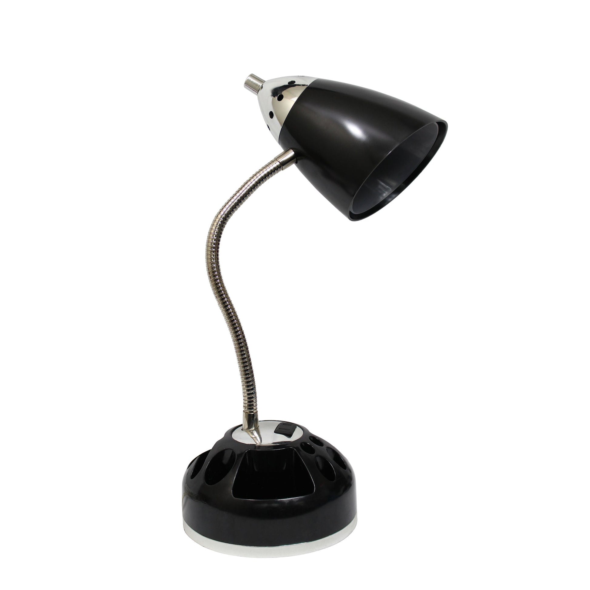 All The Rages LimeLights Black Flossy Organizer Lazy Susan Base Desk Lamp With Charging Outlet