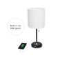 All The Rages LimeLights Black Stick Lamp With White Fabric Shade & USB Charging Port