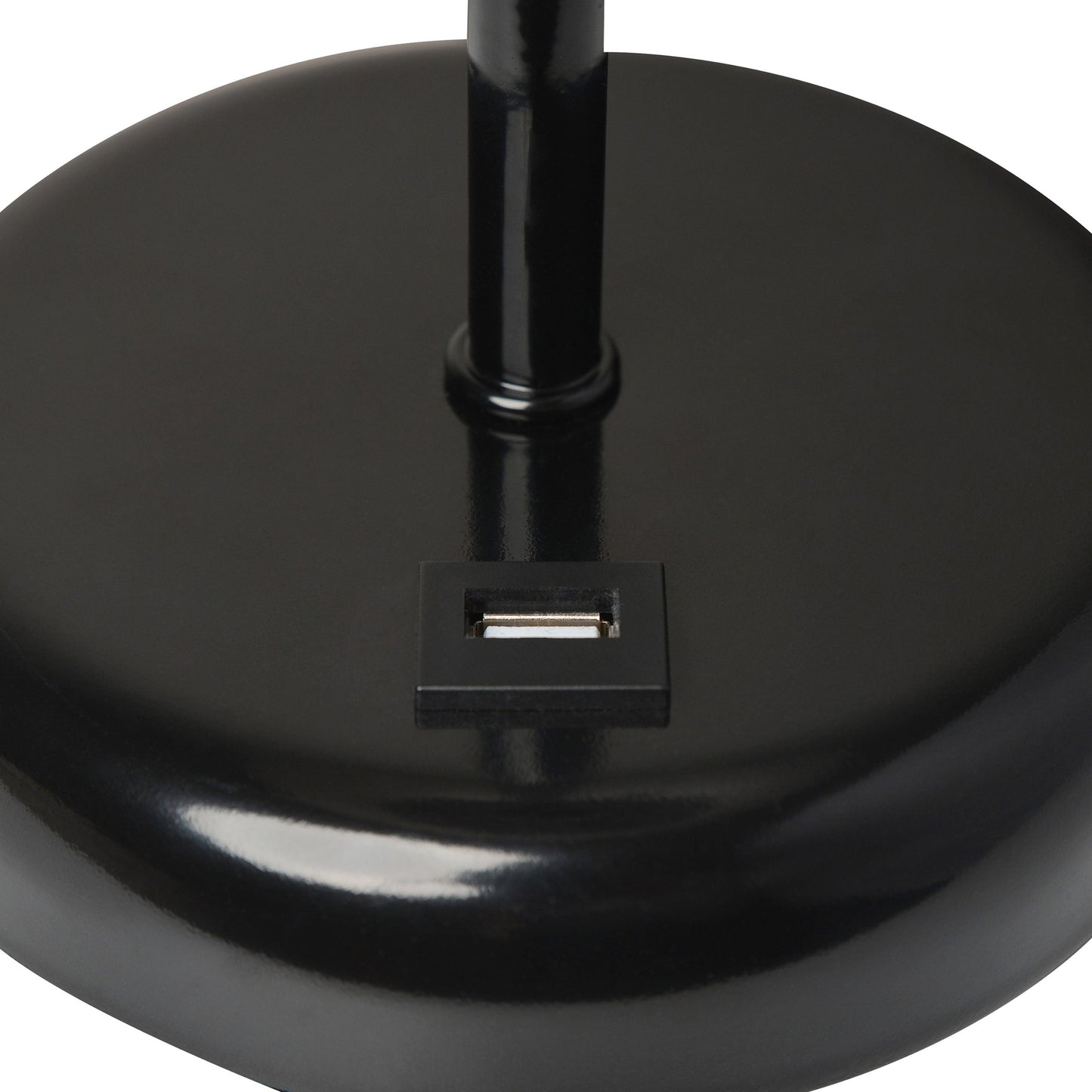 All The Rages LimeLights Black Stick Lamp With White Fabric Shade & USB Charging Port