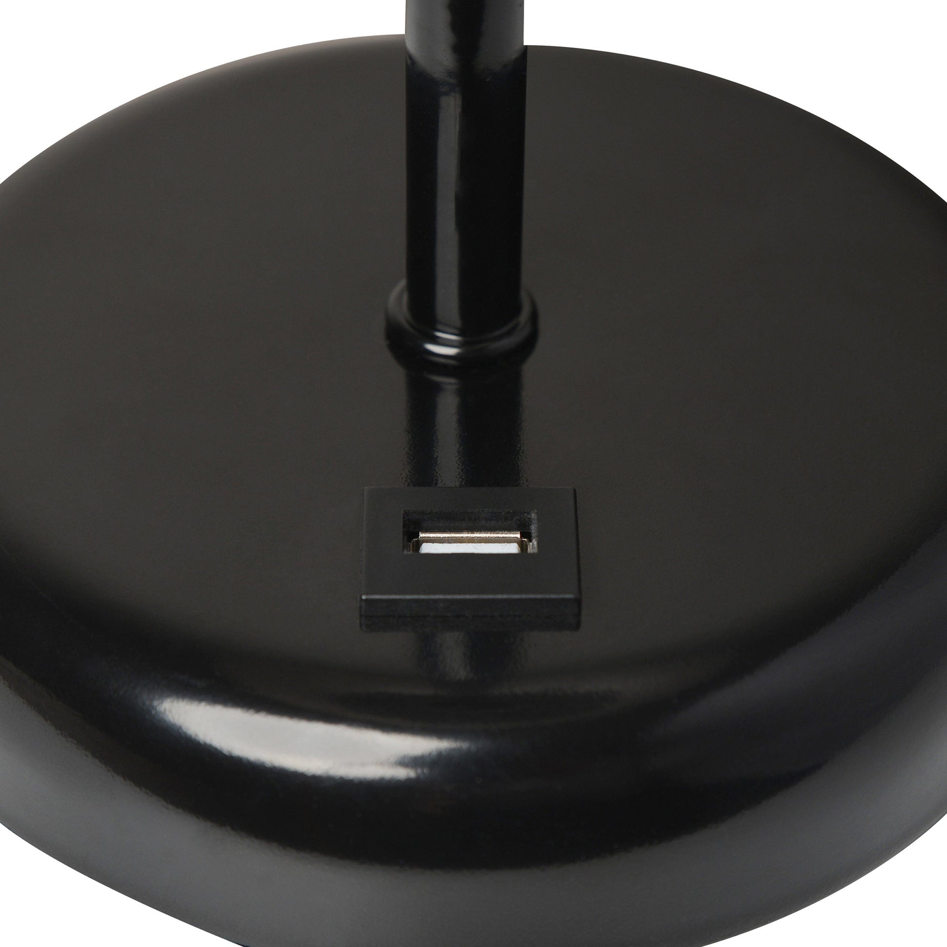 All The Rages LimeLights Black Stick Lamp With White Fabric Shade & USB Charging Port