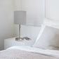 All The Rages LimeLights Brushed Steel Stick Lamp With Gray Fabric Shade & USB Charging Port