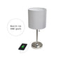All The Rages LimeLights Brushed Steel Stick Lamp With Gray Fabric Shade & USB Charging Port