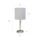 All The Rages LimeLights Brushed Steel Stick Lamp With Gray Fabric Shade & USB Charging Port