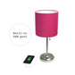 All The Rages LimeLights Brushed Steel Stick Lamp With Pink Fabric Shade & USB Charging Port