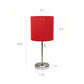 All The Rages LimeLights Brushed Steel Stick Lamp With Red Fabric Shade & USB Charging Port