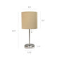All The Rages LimeLights Brushed Steel Stick Lamp With Tan Fabric Shade & USB Charging Port