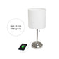 All The Rages LimeLights Brushed Steel Stick Lamp With White Fabric Shade & USB Charging Port