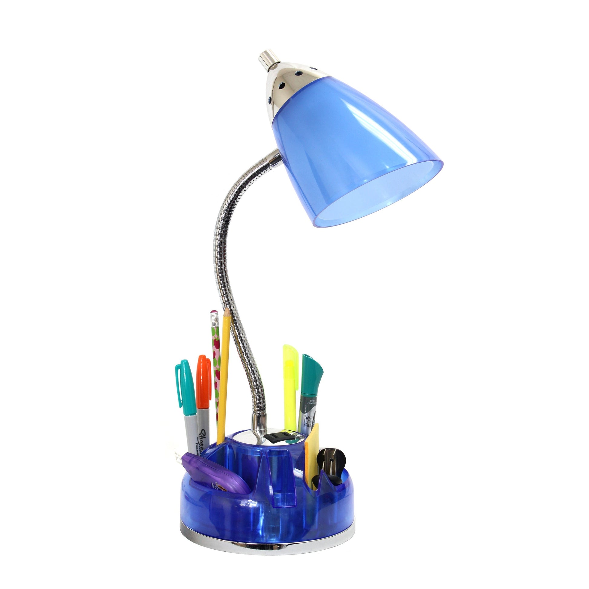 All The Rages LimeLights Clear Blue Flossy Organizer Lazy Susan Base Desk Lamp With Charging Outlet