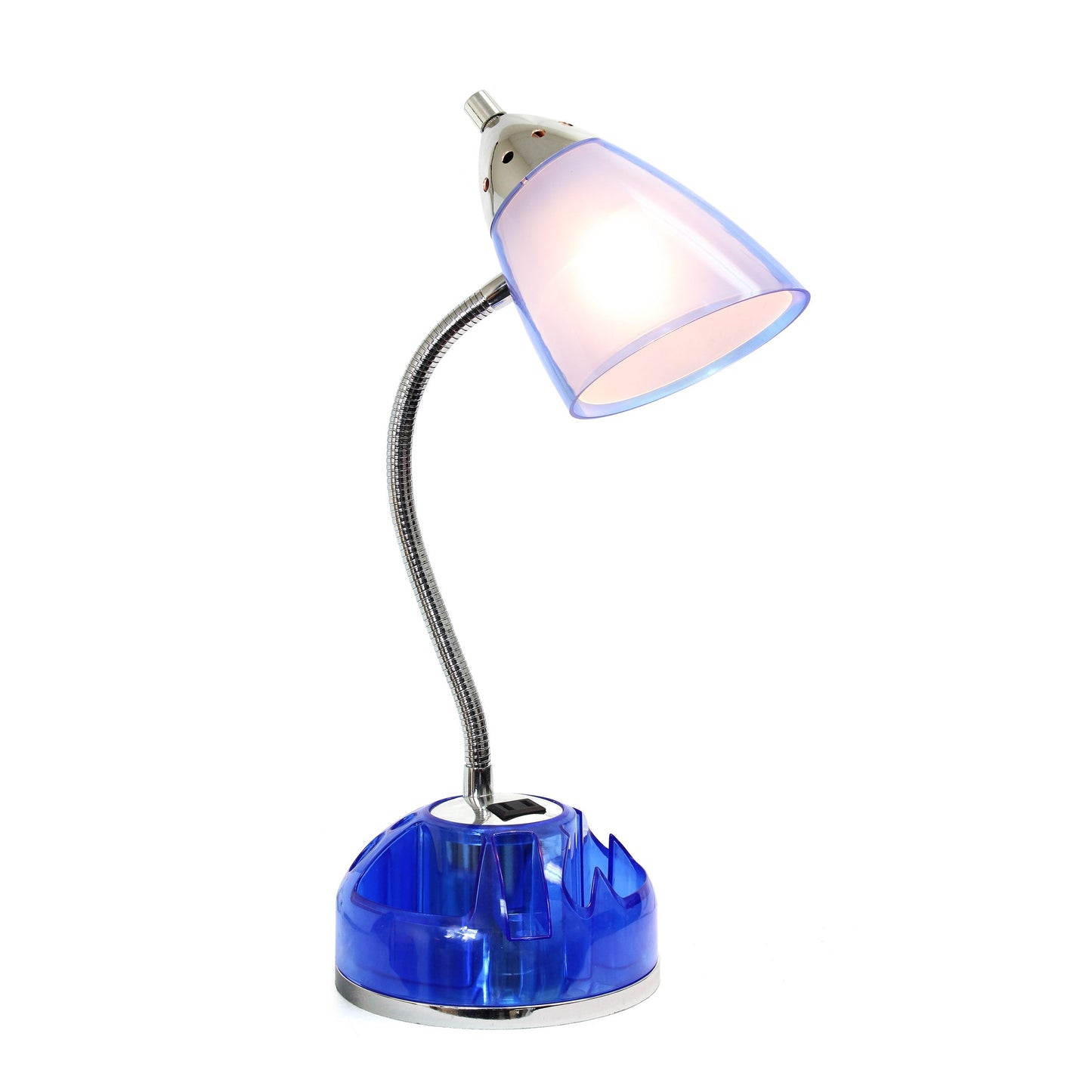 All The Rages LimeLights Clear Blue Flossy Organizer Lazy Susan Base Desk Lamp With Charging Outlet