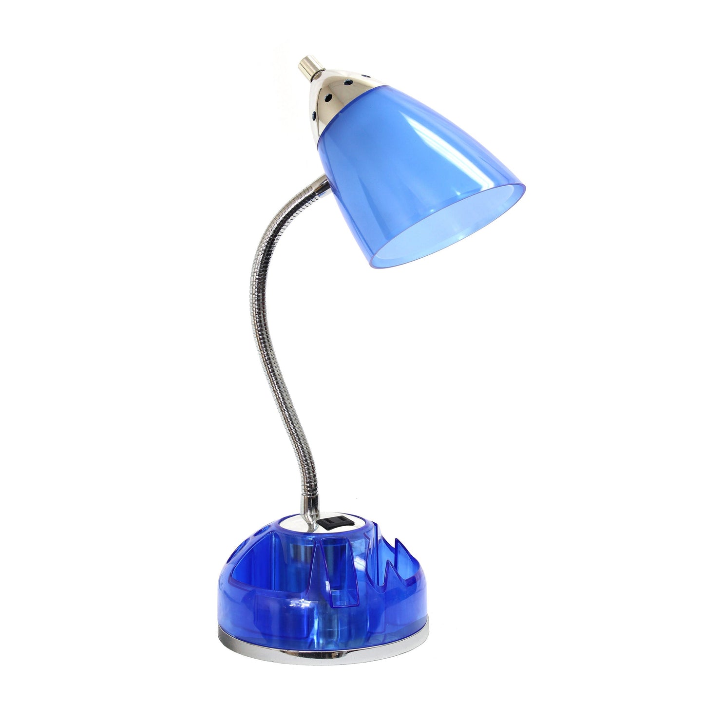 All The Rages LimeLights Clear Blue Flossy Organizer Lazy Susan Base Desk Lamp With Charging Outlet