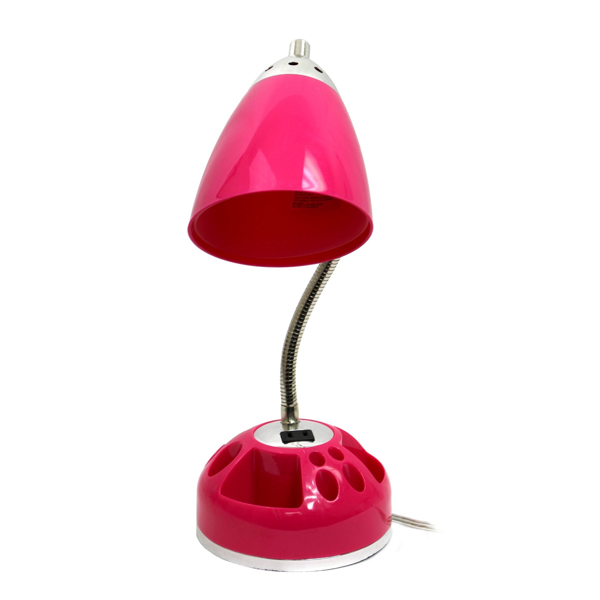 All The Rages LimeLights Pink Flossy Organizer Lazy Susan Base Desk Lamp With Charging Outlet